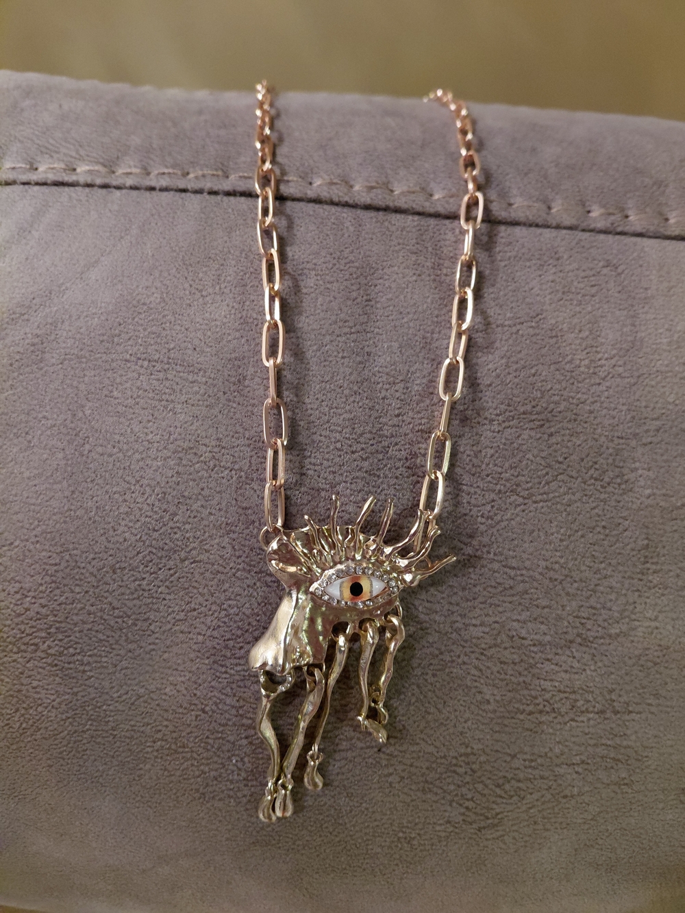 Gold-tone Surreal Eye Pendant Necklace - Women Jewelry